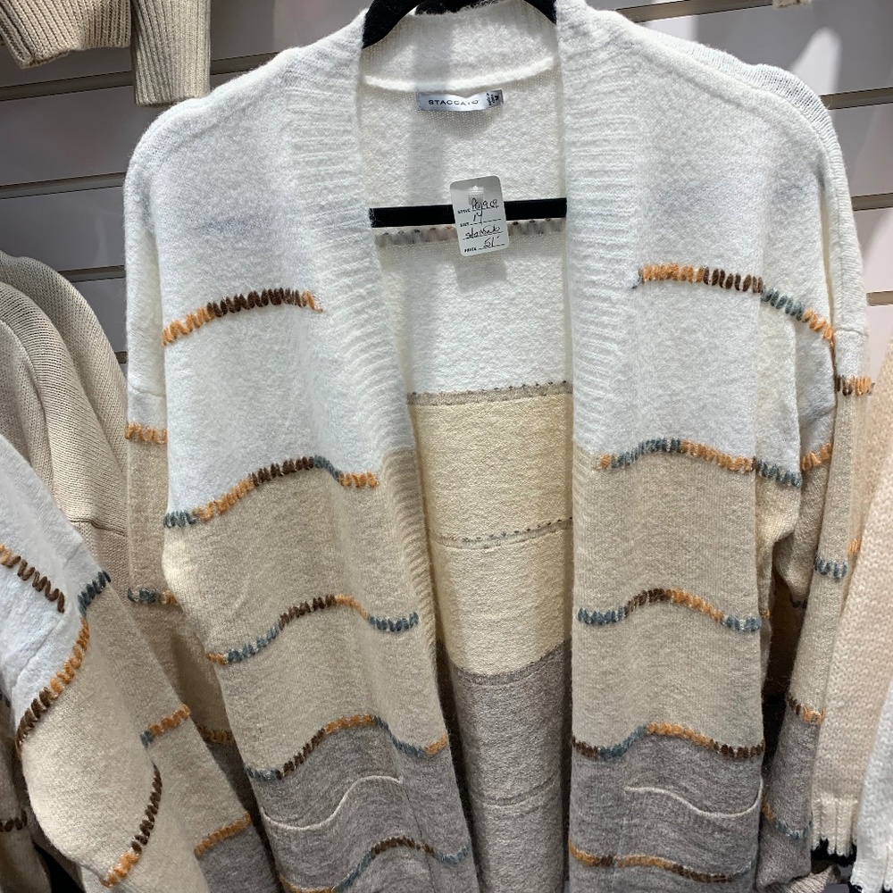 NWT Staccato stripe cardigan colored stitching
